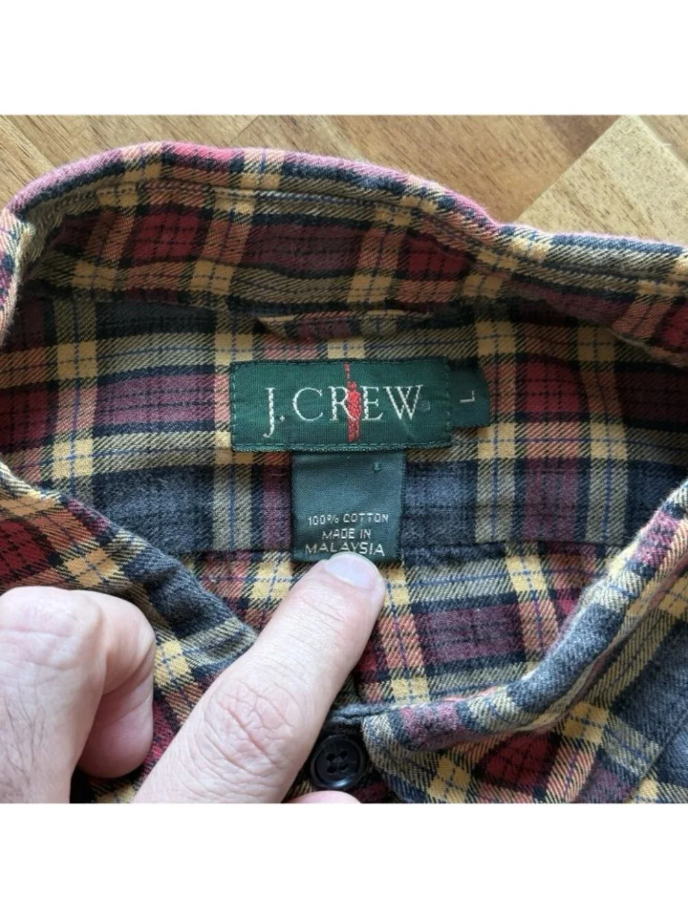 VTG J Crew Long Sleeve Shirt Mens Sz Large Oarsman Plaid Button Down 100% Cotton